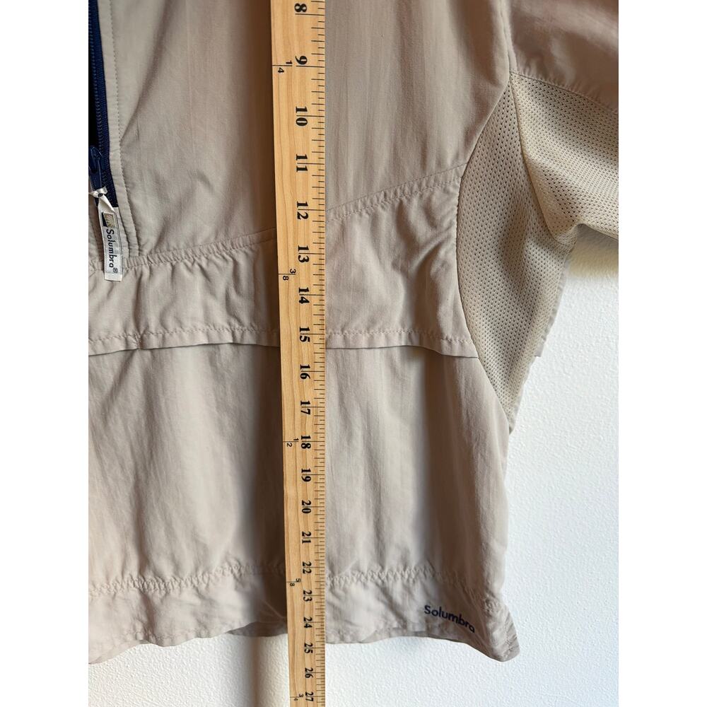 Vtg Solumbra 1/4 Zip Windbreaker Jacket Beige&Blue Made in USA | Men's M/Unisex - Picture 8 of 9